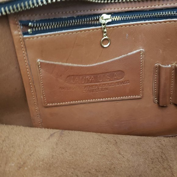 Laura USA Soft Leather Laptop Briefcase Handles Shoulder Strap Brown - Picture 3 of 11